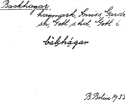 Bild på arkivkortet för arkivposten Backhagar