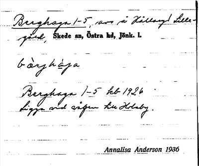 Bild på arkivkortet för arkivposten Berghaga