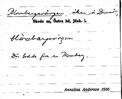 Bild på arkivkortet för arkivposten Blombergsvången