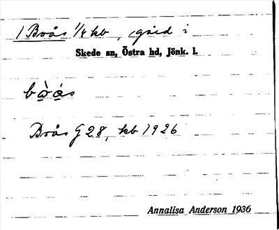 Bild på arkivkortet för arkivposten Boås
