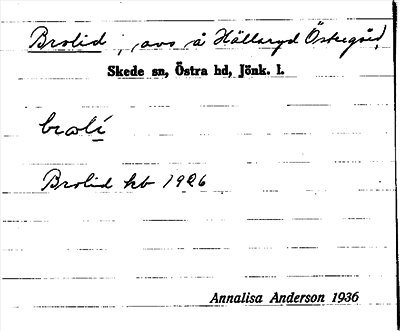 Bild på arkivkortet för arkivposten Brolid