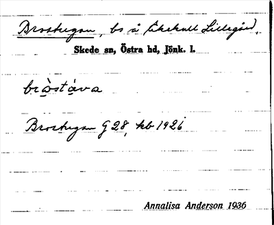 Bild på arkivkortet för arkivposten Brostugan