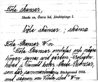 Bild på arkivkortet för arkivposten Böla skansar