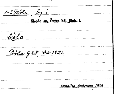 Bild på arkivkortet för arkivposten Böla