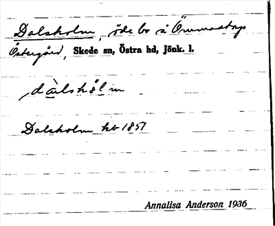 Bild på arkivkortet för arkivposten Dalsholm