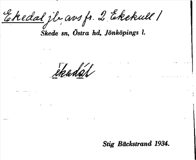 Bild på arkivkortet för arkivposten Ekedal