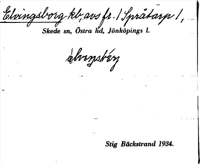 Bild på arkivkortet för arkivposten Elvingsborg