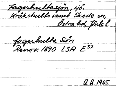 Bild på arkivkortet för arkivposten Fagerhultasjön