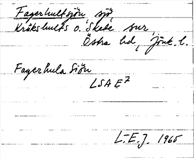 Bild på arkivkortet för arkivposten Fagerhultsjön
