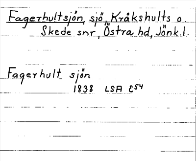 Bild på arkivkortet för arkivposten Fagerhultsjön