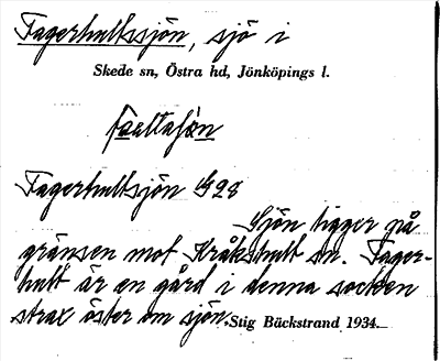 Bild på arkivkortet för arkivposten Fagerhultssjön
