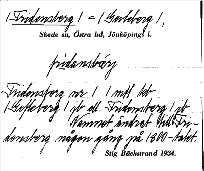 Bild på arkivkortet för arkivposten Fridensberg