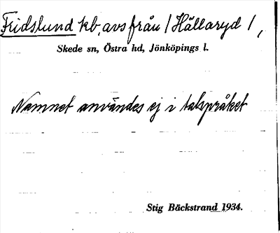 Bild på arkivkortet för arkivposten Fridslund