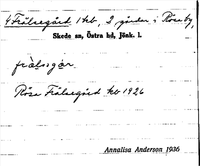 Bild på arkivkortet för arkivposten Frälsegård