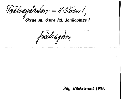 Bild på arkivkortet för arkivposten Frälsegården