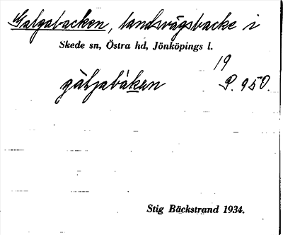 Bild på arkivkortet för arkivposten Galgabacken