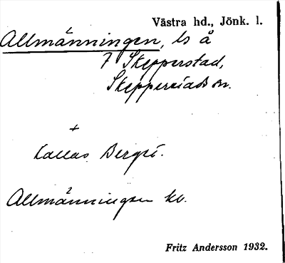 Bild på arkivkortet för arkivposten Allmänningen