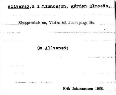 Bild på arkivkortet för arkivposten Allvarsö