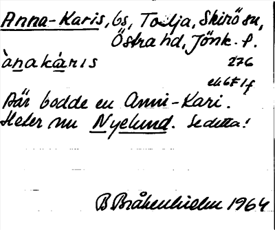 Bild på arkivkortet för arkivposten Anna-Karis