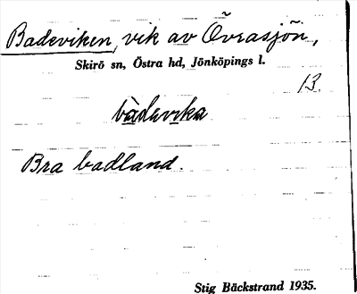 Bild på arkivkortet för arkivposten Badeviken