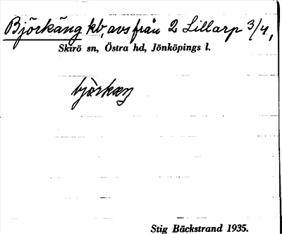 Bild på arkivkortet för arkivposten Björkäng