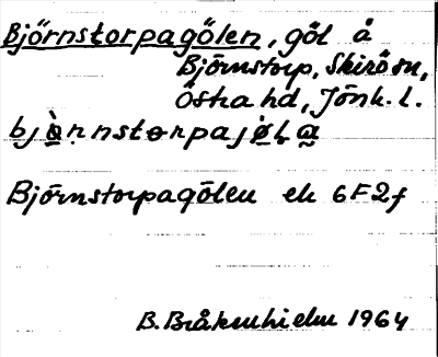 Bild på arkivkortet för arkivposten Björnstorpagölen