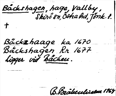 Bild på arkivkortet för arkivposten Bäckshagen