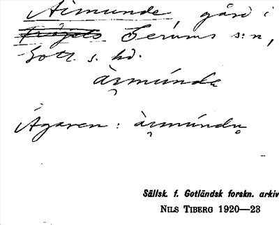 Bild på arkivkortet för arkivposten Aimunde
