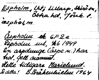 Bild på arkivkortet för arkivposten Espholm