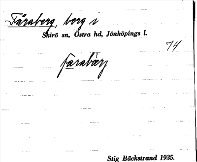 Bild på arkivkortet för arkivposten Fåraberg