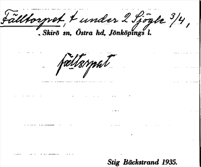 Bild på arkivkortet för arkivposten Fälltorpet