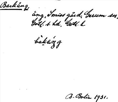 Bild på arkivkortet för arkivposten Backäng