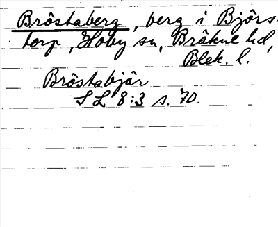 Bild på arkivkortet för arkivposten Bröstaberg