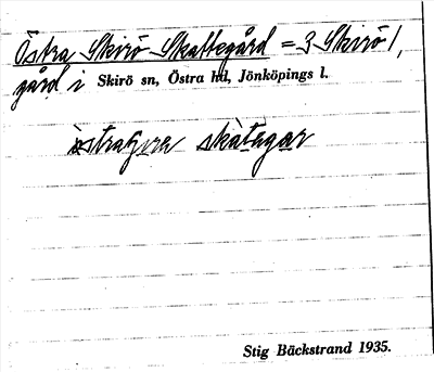 Bild på arkivkortet för arkivposten Östra Skirö Skattegård