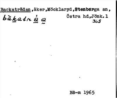 Bild på arkivkortet för arkivposten Backaträdan