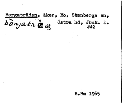 Bild på arkivkortet för arkivposten Bergaträdan