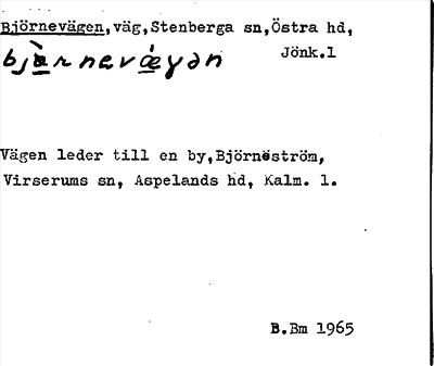 Bild på arkivkortet för arkivposten Björnevägen