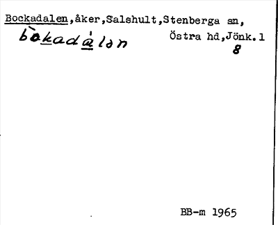Bild på arkivkortet för arkivposten Bockadalen