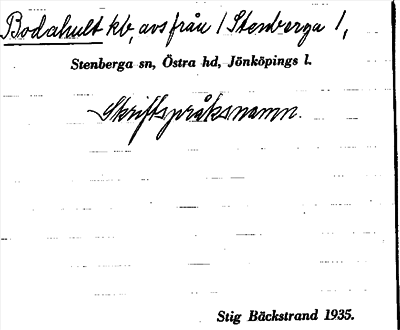 Bild på arkivkortet för arkivposten Bodahult