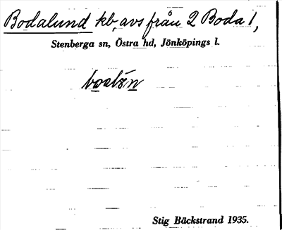 Bild på arkivkortet för arkivposten Bodalund