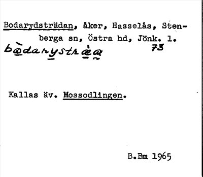 Bild på arkivkortet för arkivposten Bodarydsträdan
