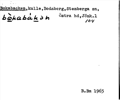 Bild på arkivkortet för arkivposten Bokabacken