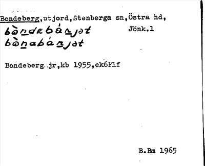 Bild på arkivkortet för arkivposten Bondeberg
