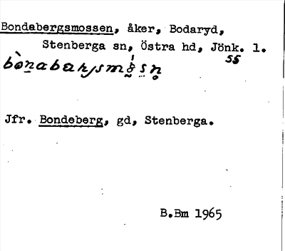 Bild på arkivkortet för arkivposten Bondebergsmossen