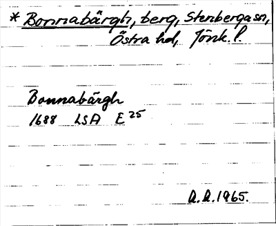 Bild på arkivkortet för arkivposten *Bonnabärgh