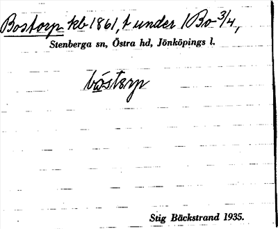 Bild på arkivkortet för arkivposten Bostorp