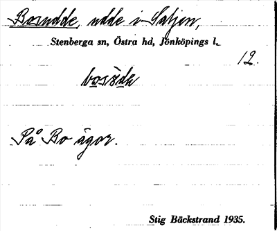 Bild på arkivkortet för arkivposten Bosudde