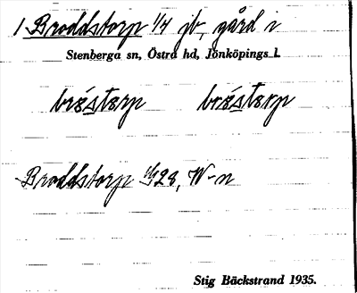 Bild på arkivkortet för arkivposten Broddstorp