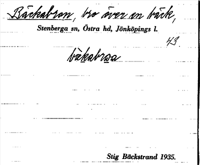 Bild på arkivkortet för arkivposten Bäckabron