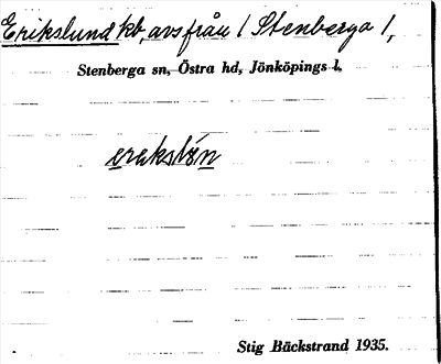 Bild på arkivkortet för arkivposten Erikslund
